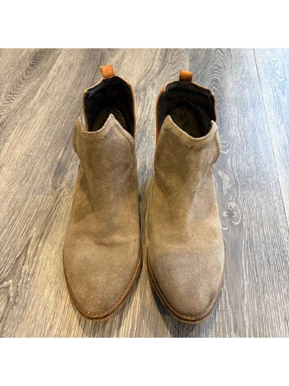 Diba Suede Ankle Booties in Taupe Size 9.5